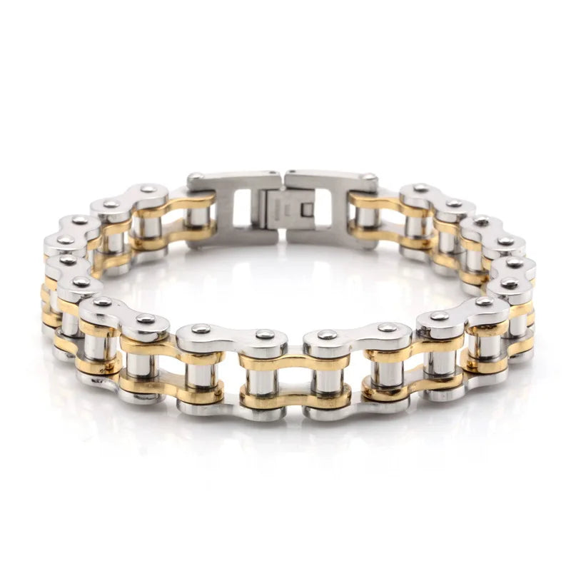 REBEL European American Punk Motorcycle Men's Bracelet Natural Stone Electroplating Rock Personality Chain