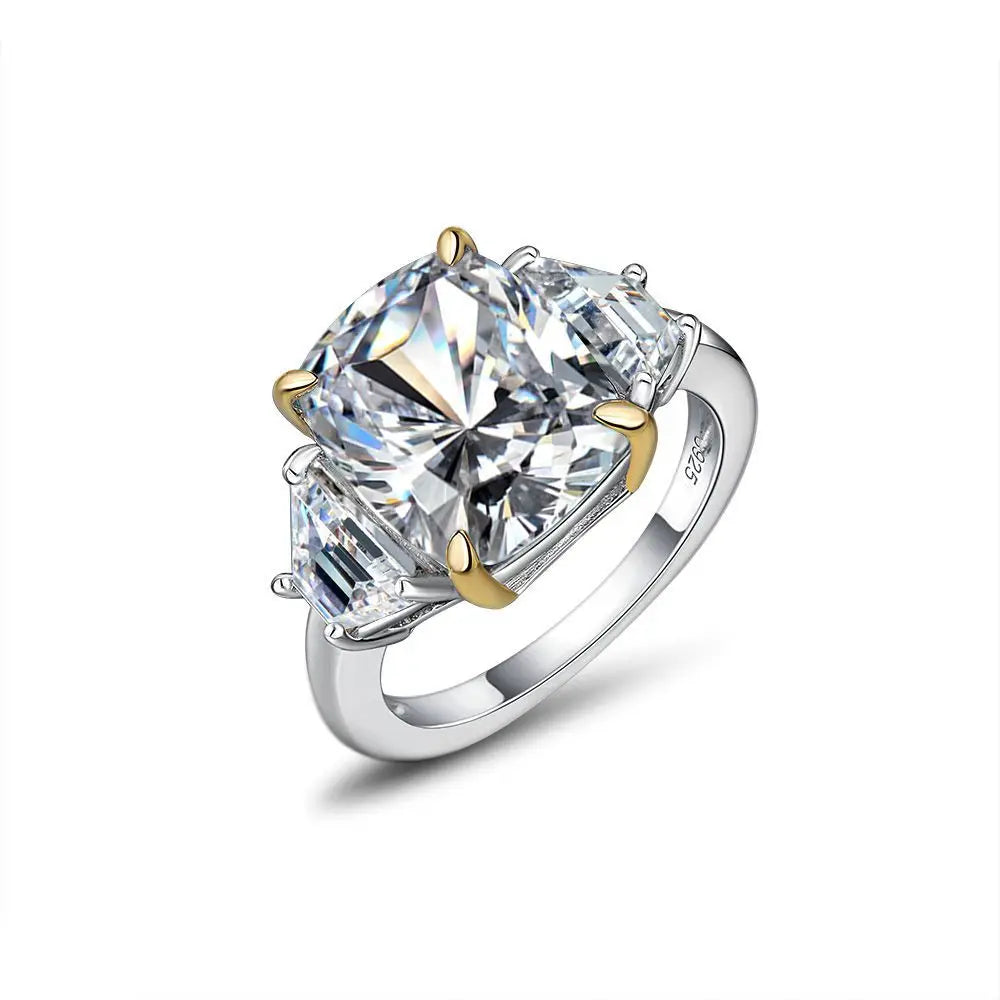 MUSHAN Jewelry Factory 10*12  6 Carat Pure Silver With Imitation Diamonds Simple and Elegant European and American Style