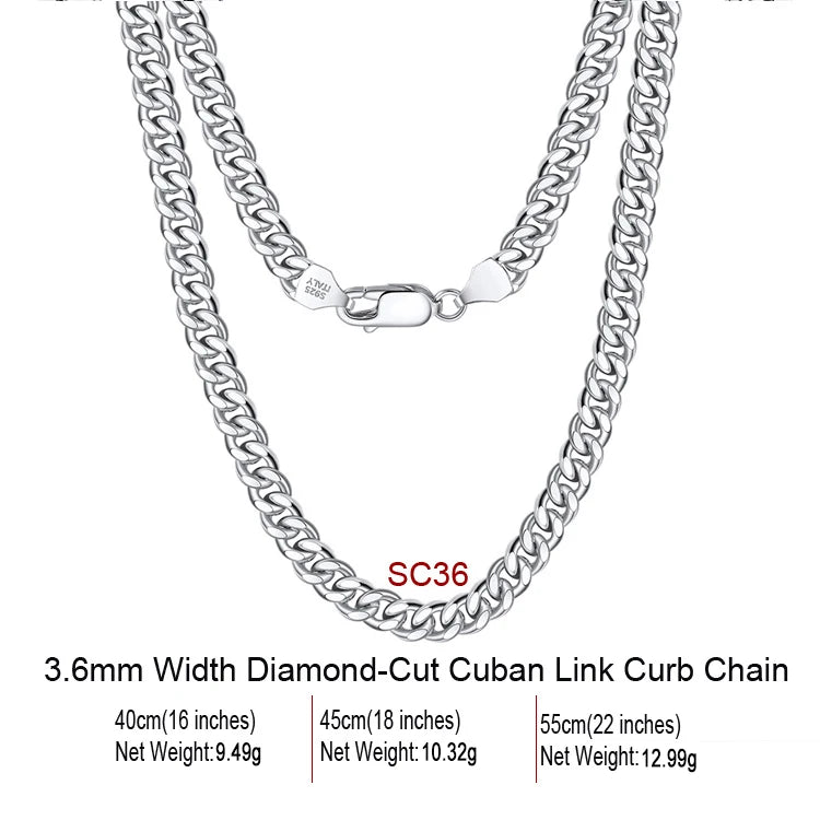 S&S 925 Sterling Silver Chain Necklace — Rope, Figaro, Cuban & Box | S&S Collection