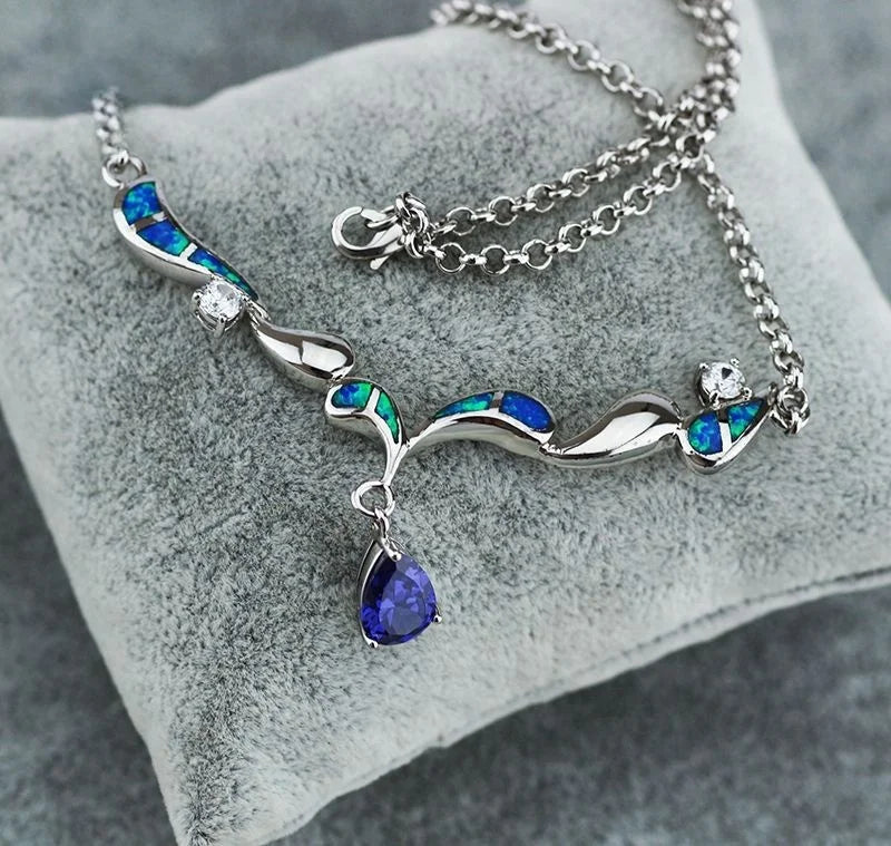 Minimalist Pendant Necklaces Women TikTok Trendy Statement Jewelry Opal Gold Plated Copper Alloy Direct Supply Crossborder