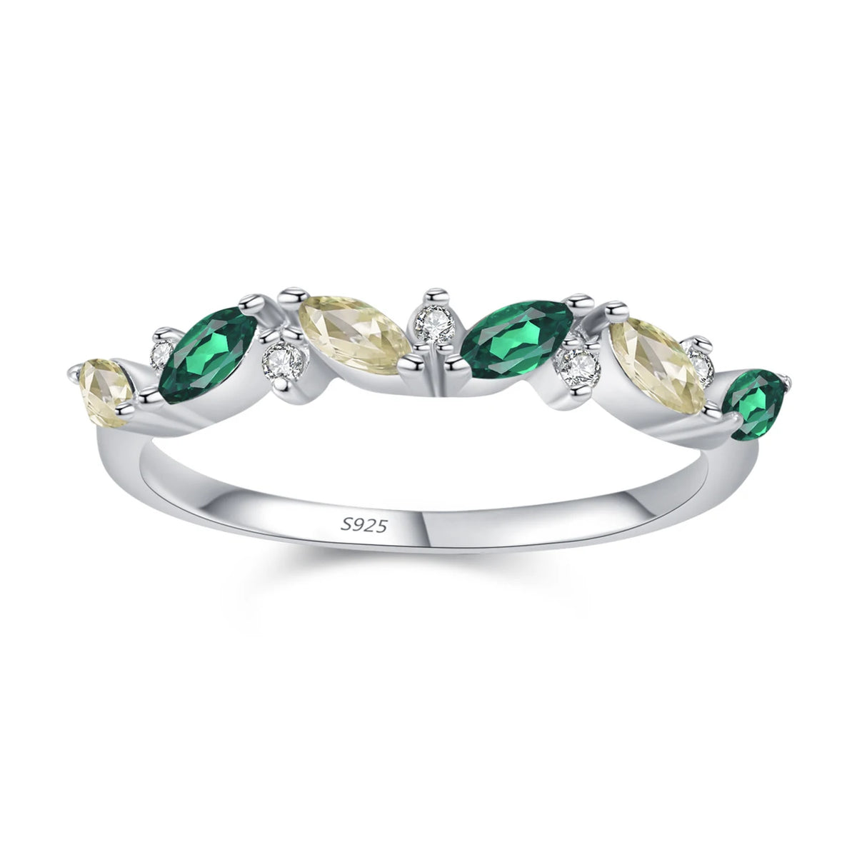 Elegant Women 925 Sterling Silver Emerald 5A 8A Cubic Zirconia Ring Promise Wedding Rings Custom Jewelry Manufacturing OEM/ODM