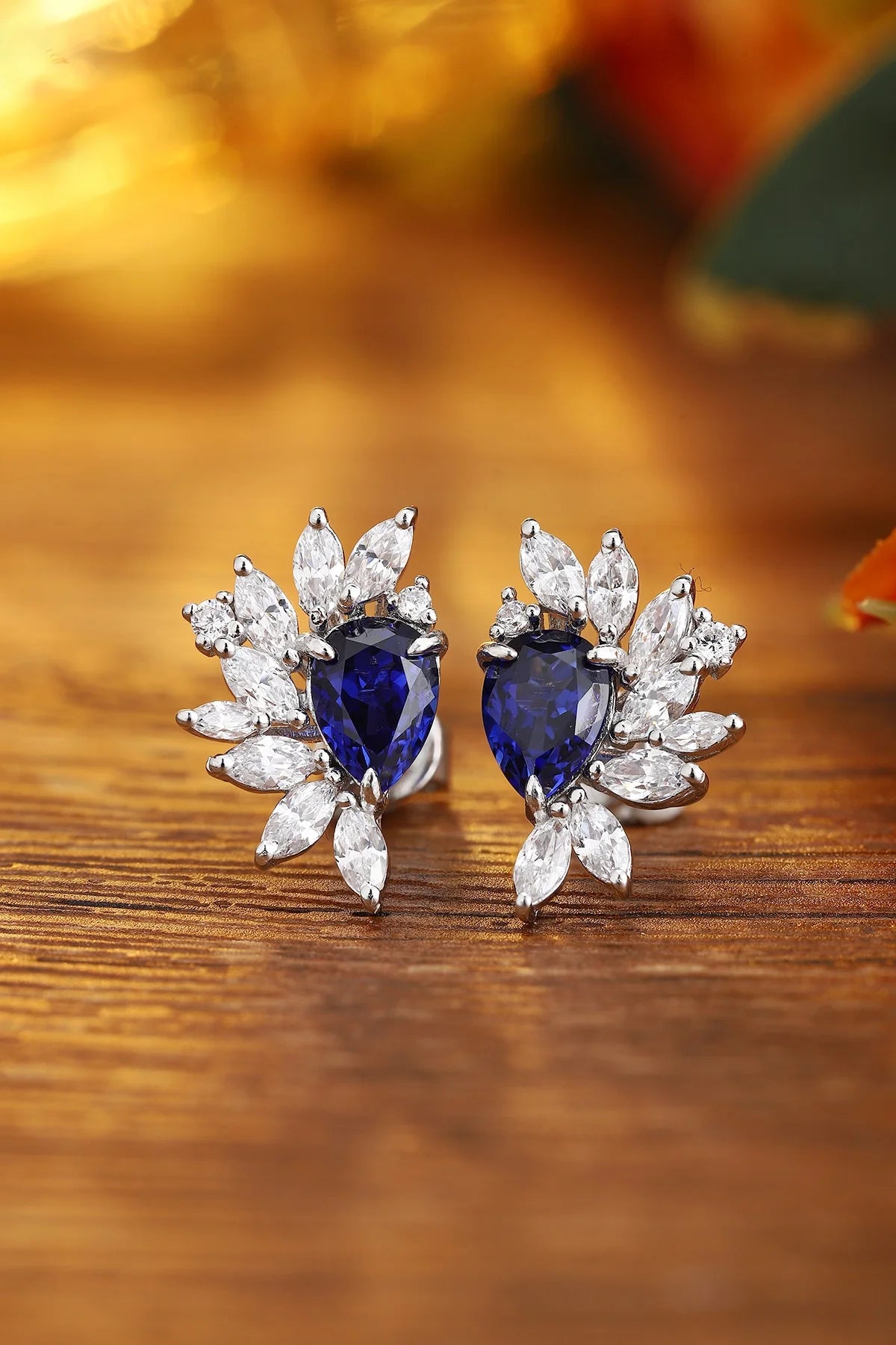 Gemfiori Anster High Quality S925 Lab Grown Sapphire Earring Stud Dainty Gemstone Stud Earrings for Women Daily Wear Gift