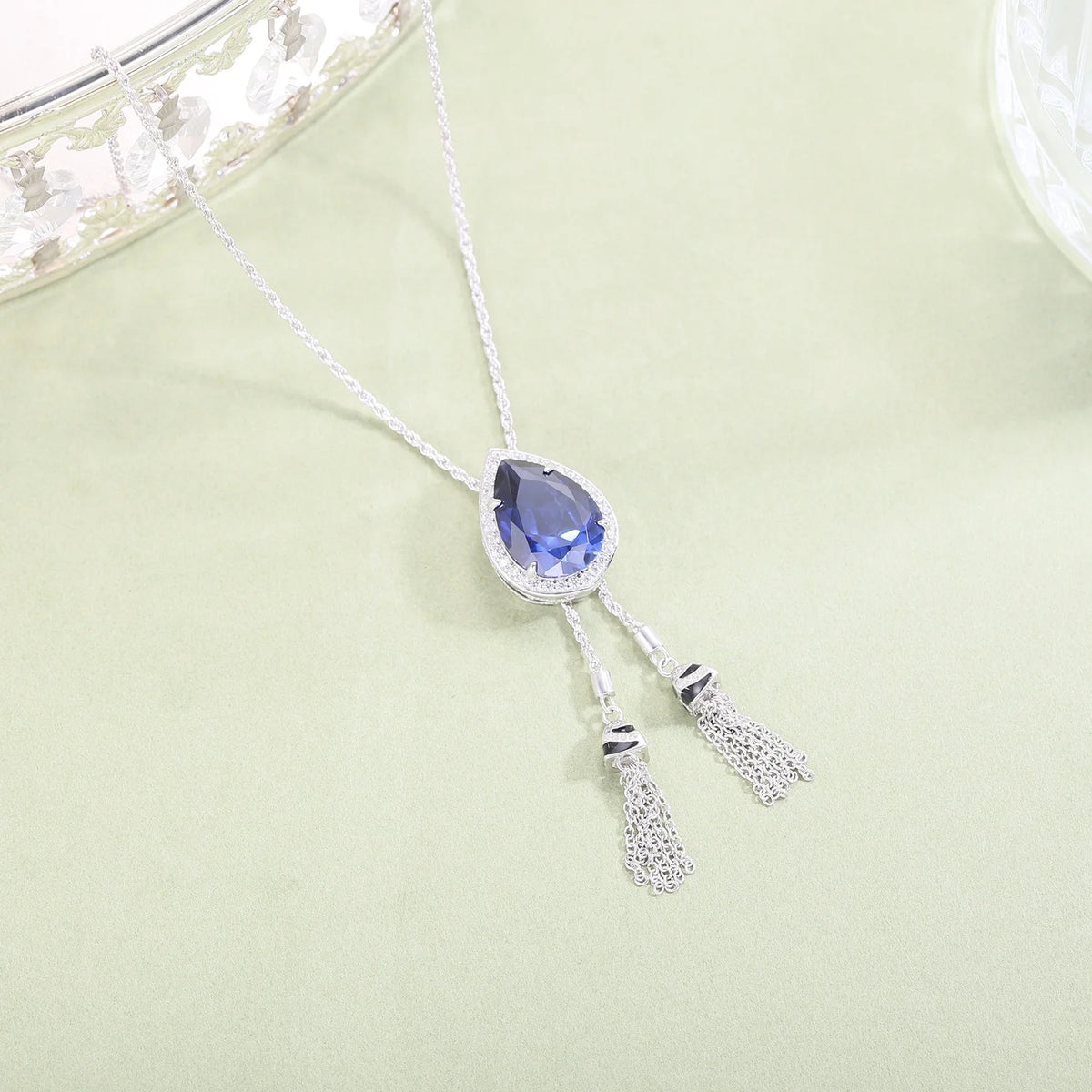 ArtistA C9646 Abiding Handcrafted 925 Silver Pear Shape 13x18MM Citrine Amethyst Lab Ruby Blue Sapphire White Cz Halo Pendant Necklaces