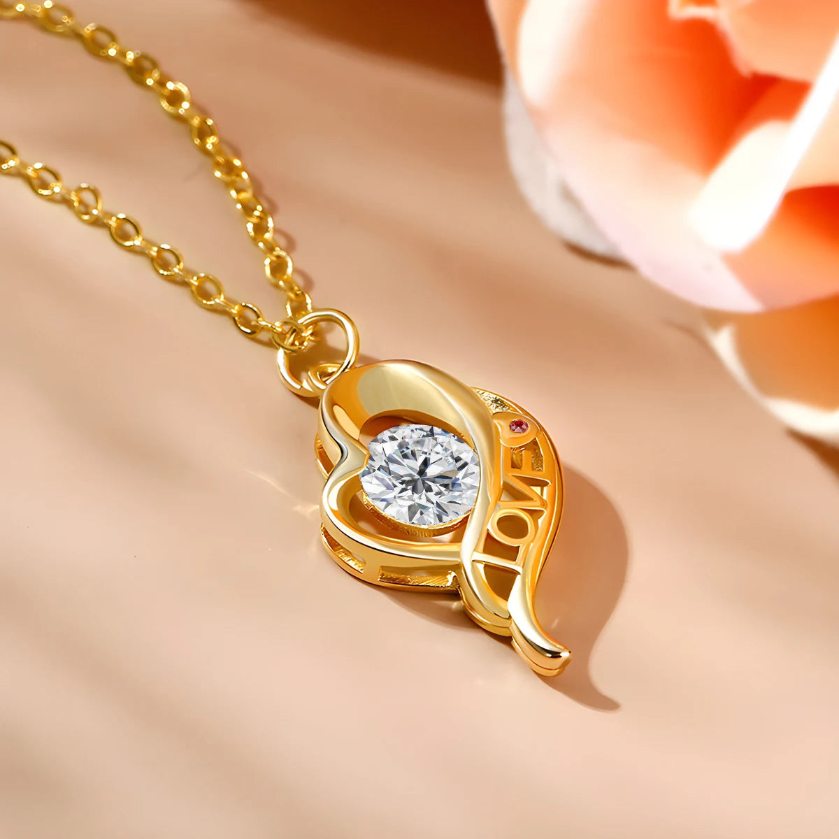 Gioiellieri Fine Jewelry Factory Woman Engagement Mother's Day Gift 1 Carat Moissanite Valentine Love Hollow 14K Gold Pendant
