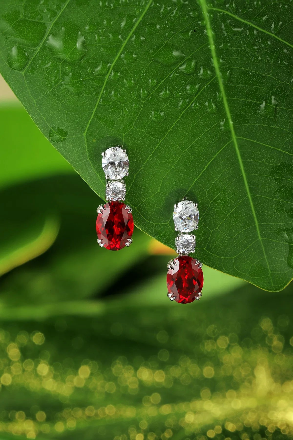 Gemfiori Anster High Quality S925 Lab Grown Ruby Earring Stud Dainty Gemstone Stud Earrings for Women Daily Wear Gift