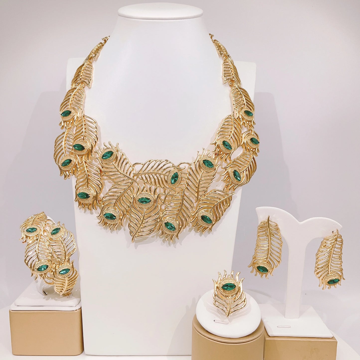 Zhuerrui Italian Gold Luxury Wedding Jewelry Sets Nigerian Bridal Woman Necklace Bracelet Earrings Ring 4pc Jewellery Set H00719