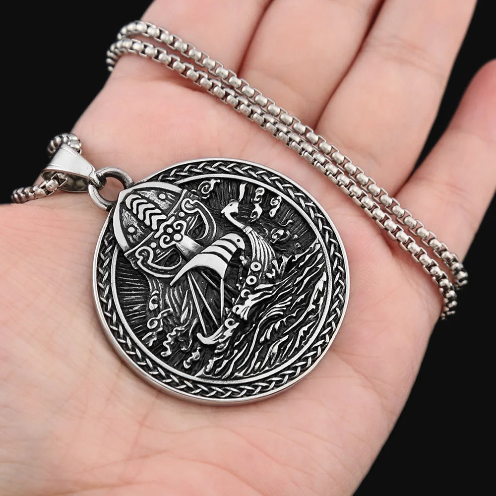 REBEL VIKING Pirate Ship Pendant – Stainless Steel Silver