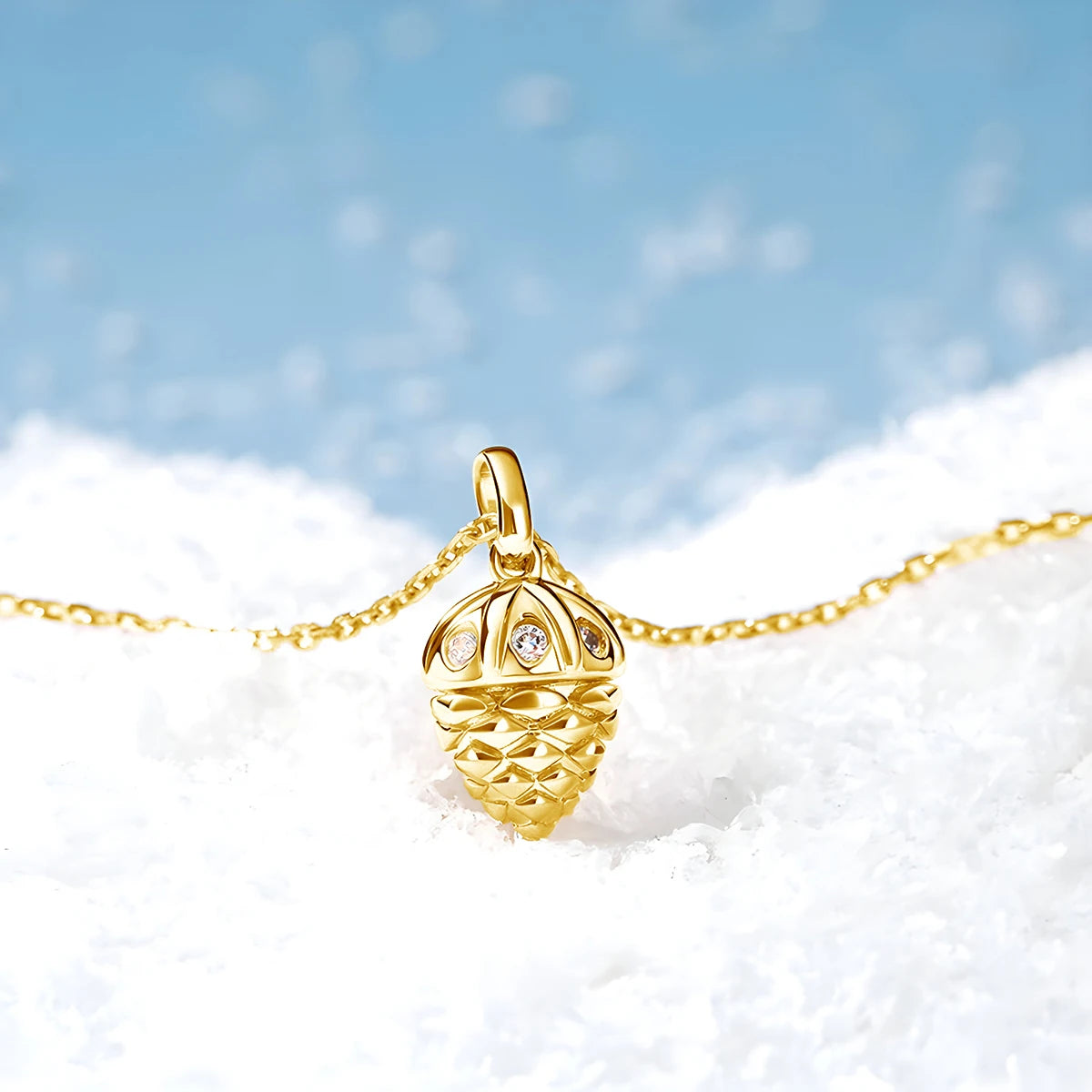 Gioiellieri Fine Jewelry Woman Men Christmas Mother's Day Gift Semi Circle Real 14K Gold Hollow Moissanite Squirrel Hazelnut Pendant