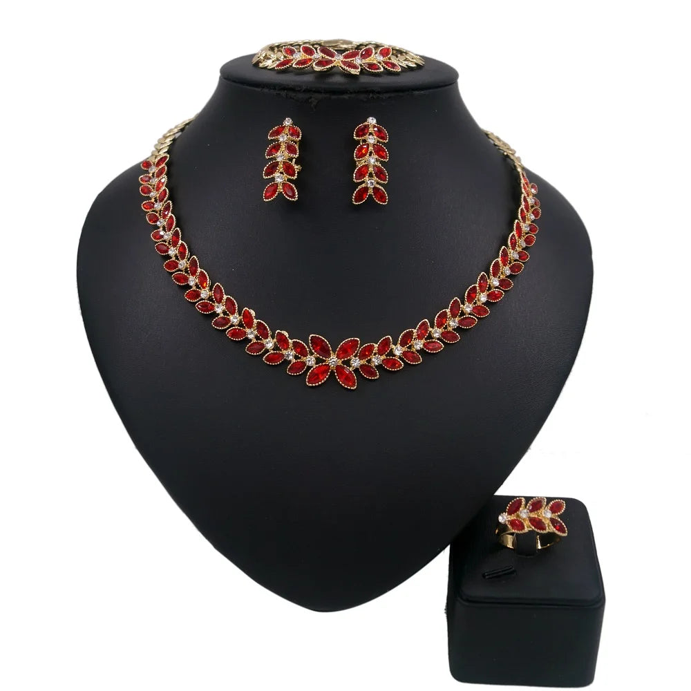 Zhuerrui XOXO New Design Hot Selling Dubai Bridal Pendant Chain Jewelry Necklace Fashion Wedding Accessories Jewelry Set HA0026