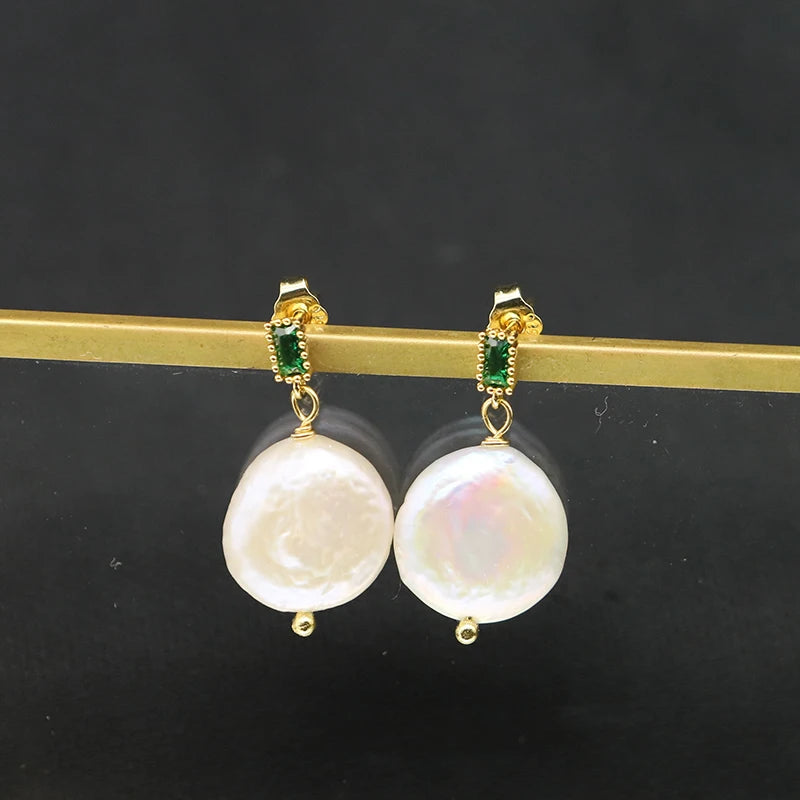 925 Silver High Sense Simple Pink Baroque Pearl Elegance Drop Earrings White Zircon for Women Fashion Wedding Jewelry