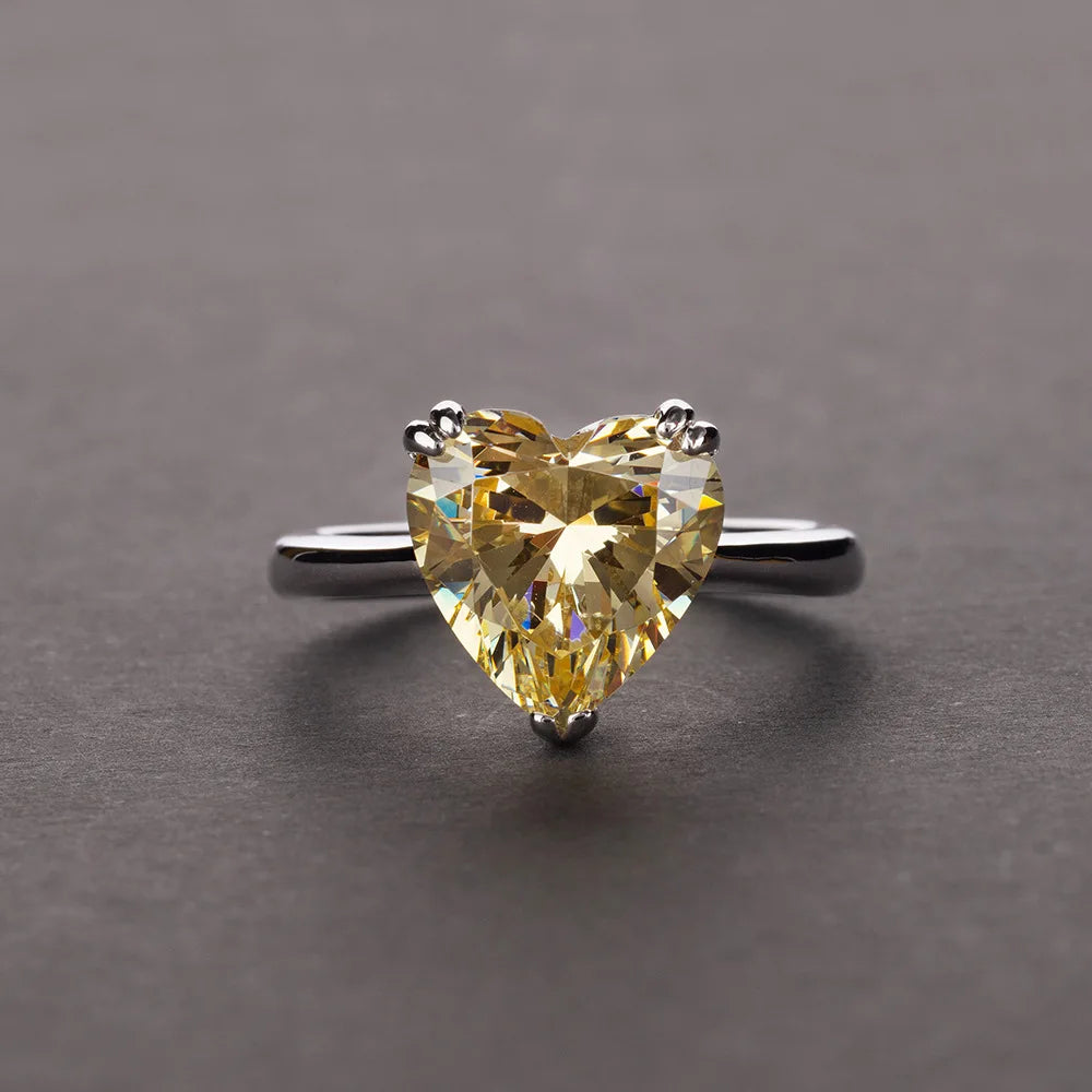 MuShan Jewelry Factory Cross Border Best Selling S925 Silver 4 Carat Heart 10*10 High Carbon Diamond Ring for Women