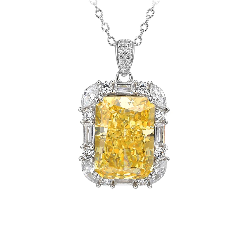 MUSHAN Jewelry Factory 925 Sterling Silver Necklace Pendant for Women Yellow High Carbon Diamond Gemstones Necklaces Jewelry
