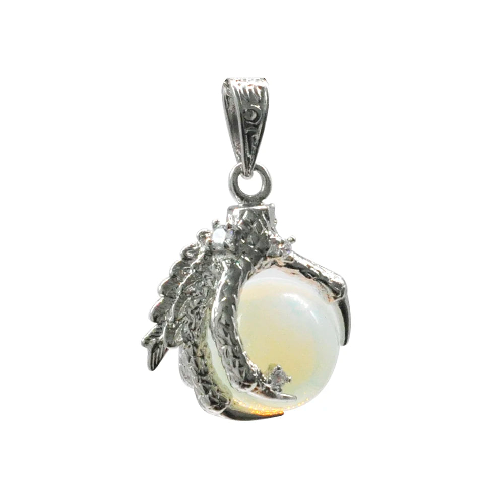 REDheart Womens Dragon Claw Pendant Necklaces Natural Gem Stone Beads 16mm Ball Crystal Quartz Women Men Yoga Gothic Jewelry