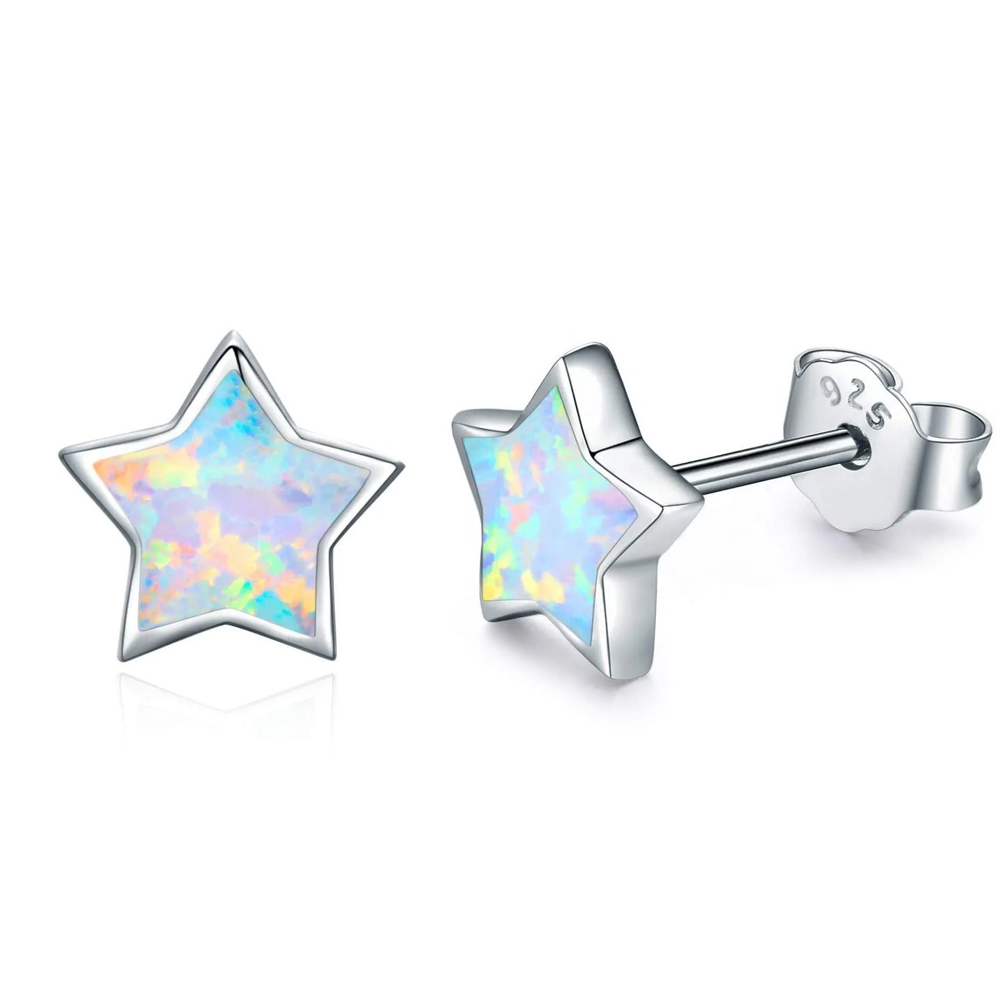Euro American Minimalist Opal Earrings  Silver Rose Gold 5 Point Star Studs Bulk Supply