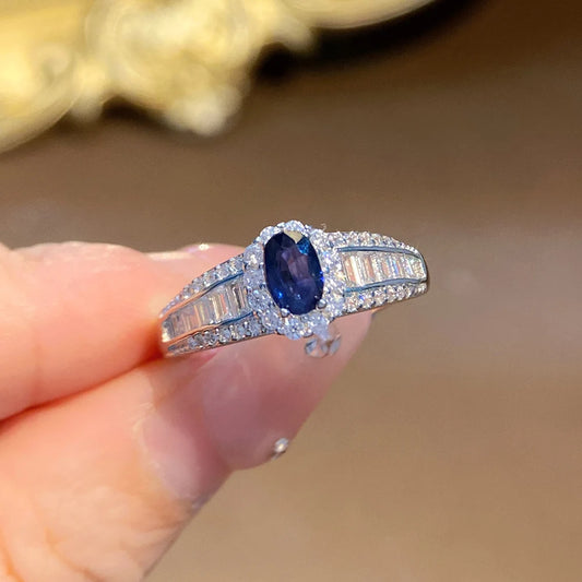 Gioiellieri High End 925 Silver Gemstone Engagement Ring Natural Sapphire Fashion Jewelry for Unisex Wedding Gift