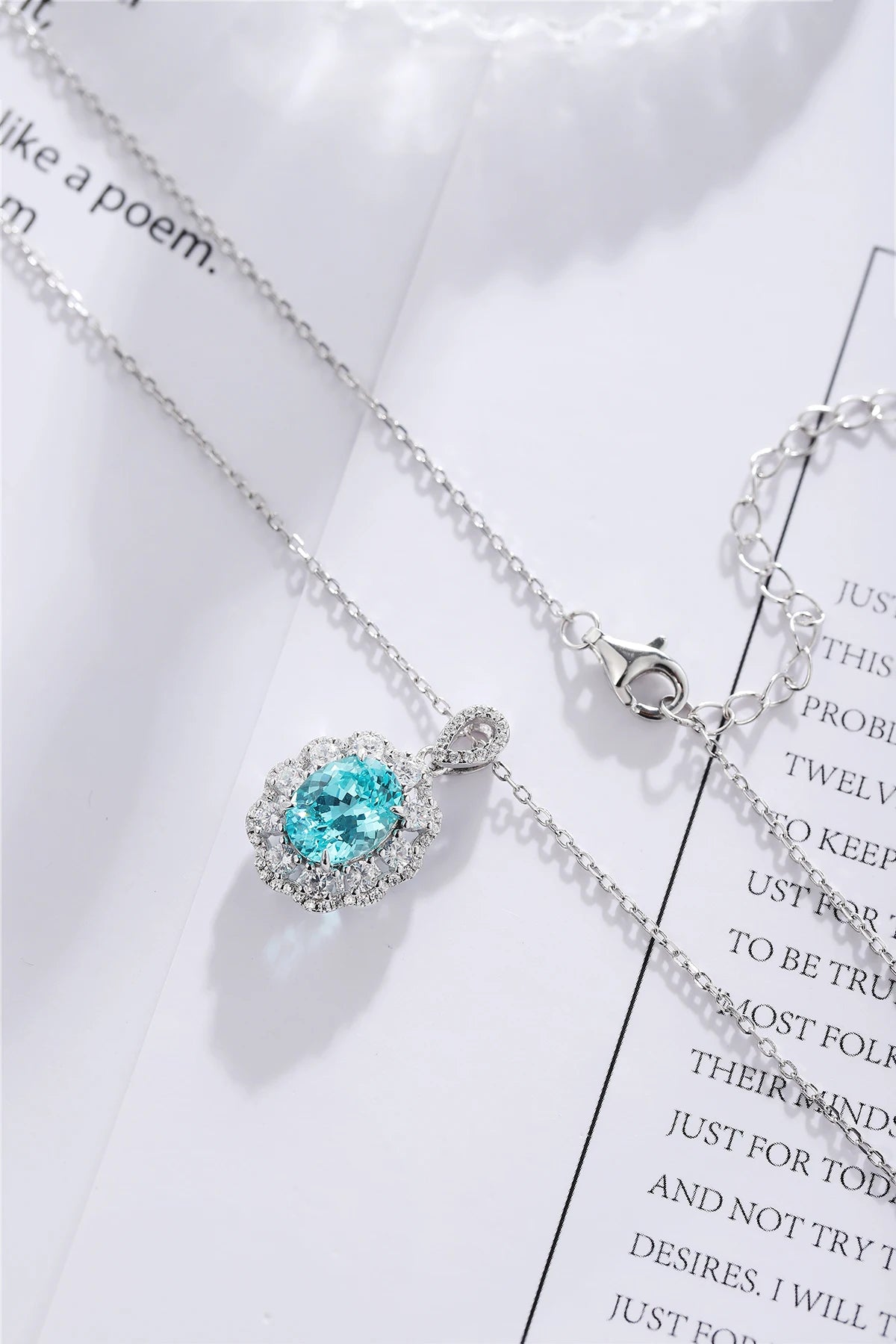 Gemfiori Dubai Fine Jewelry 925 Silver Lab Grown Paraiba Necklace Classic Luxury Necklace for Women Party Show Accessories