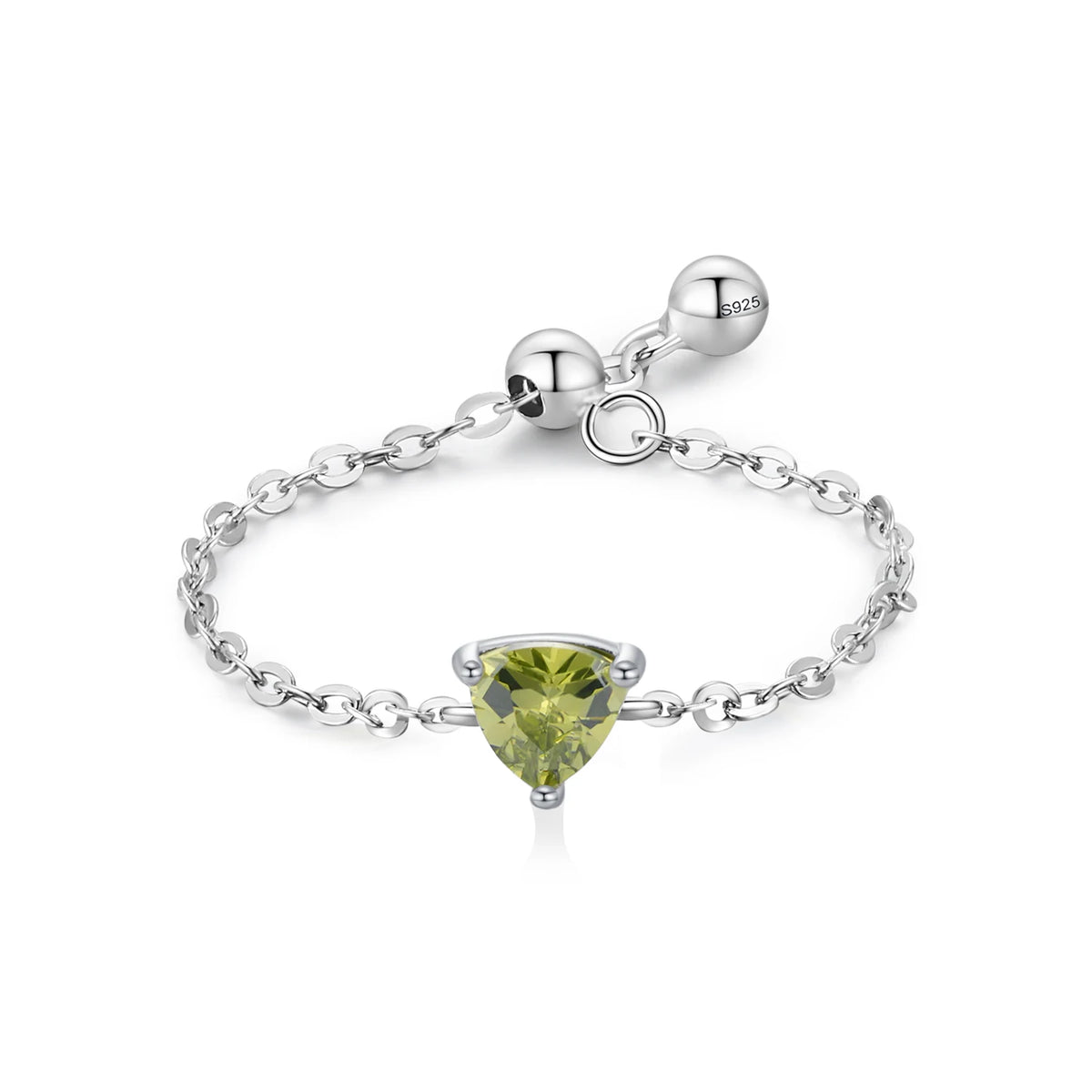 Ailmay Fashion 925 Sterling Silver 12 Month Birthday Stone Adjustable Chain Rings for Women Everyday Wear and As Gifts