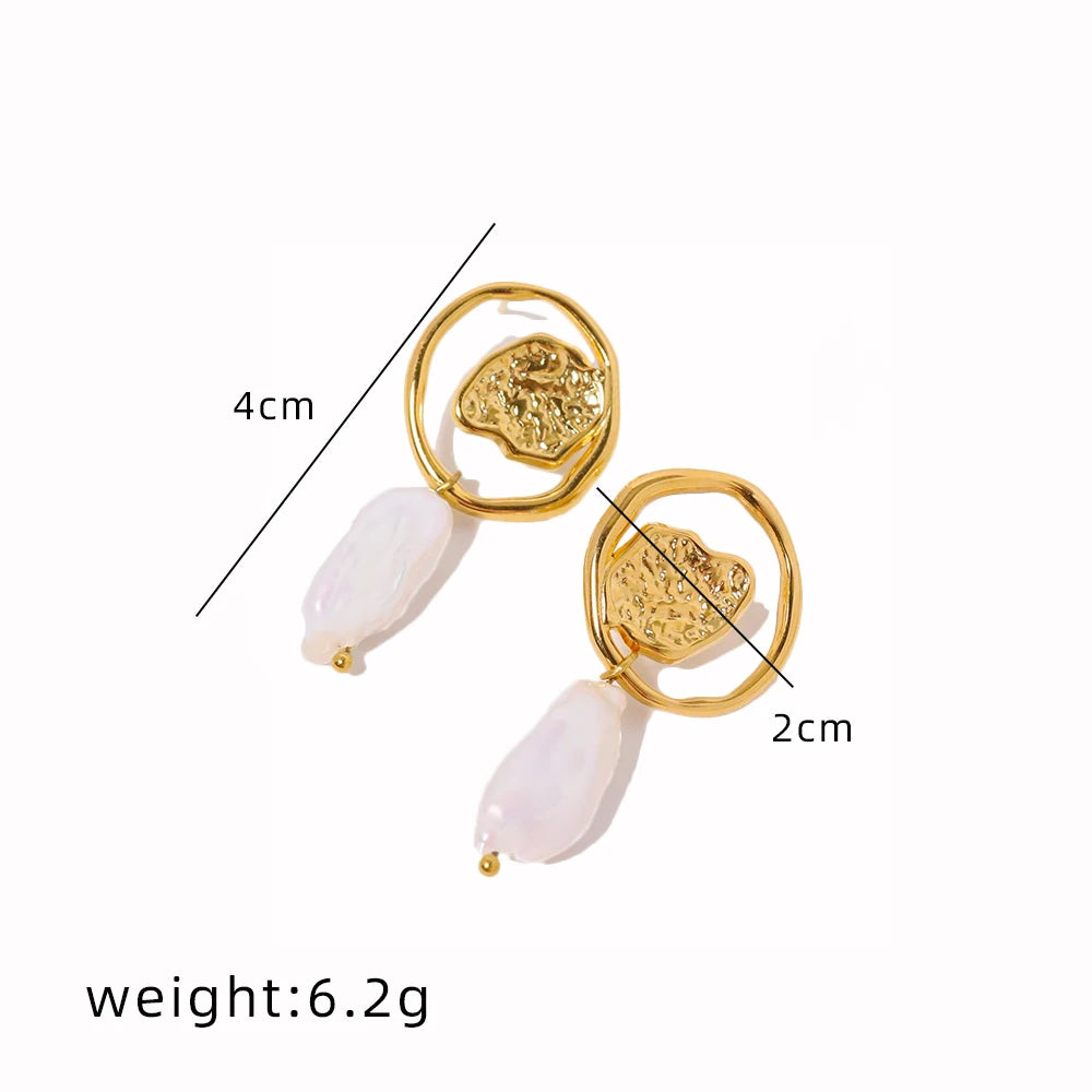 Vintage Stainless Steel Heart Baroque Earrings 18K Gold Plated Drop Earrings Drop Earrings Jewelry Women Exquisite Wedding Gift