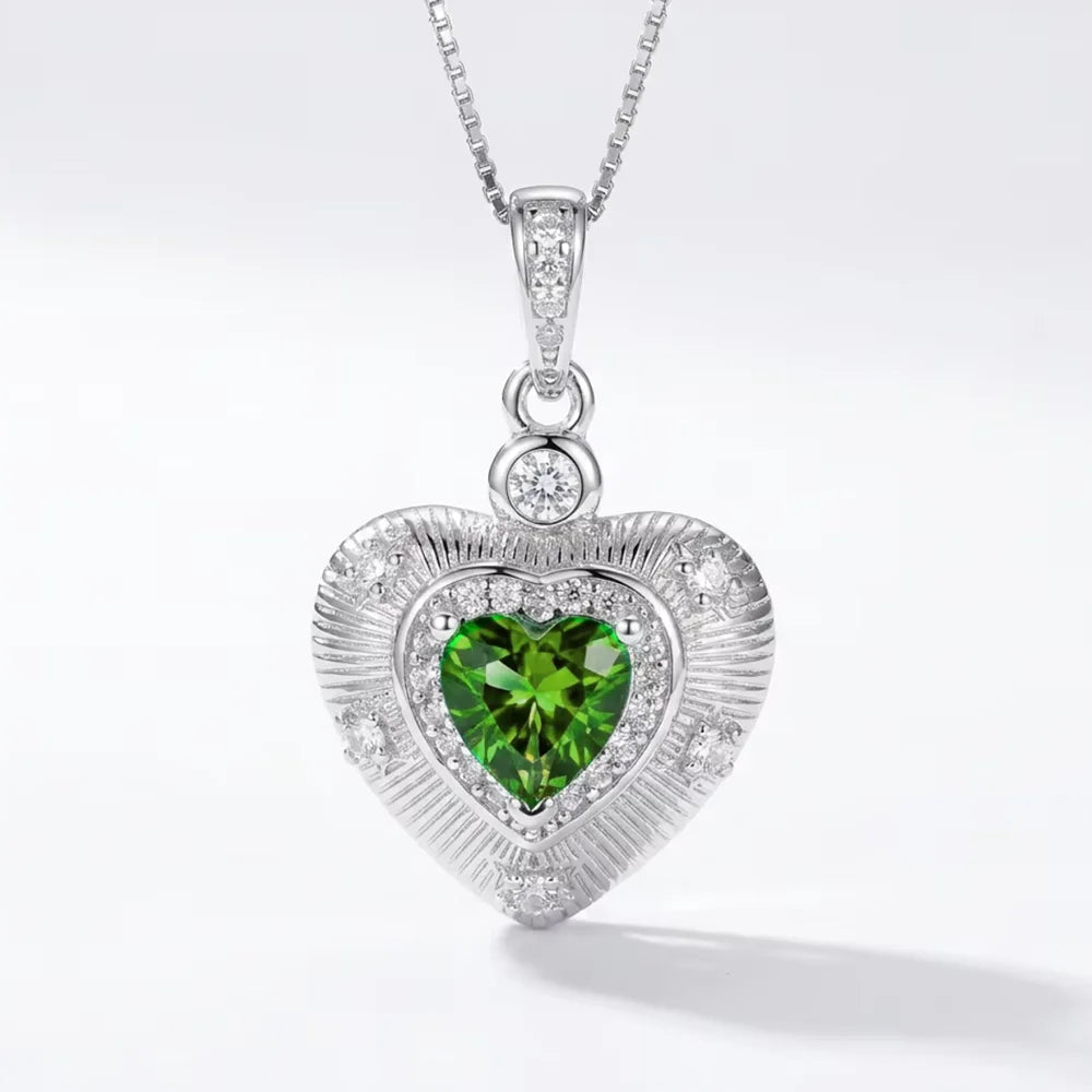 Gioiellieri Natural Chrome Diopside Pendant with S925 Sterling Silver for Women Elegant Green Gemstone Necklace Fine Jewelry Anniversary