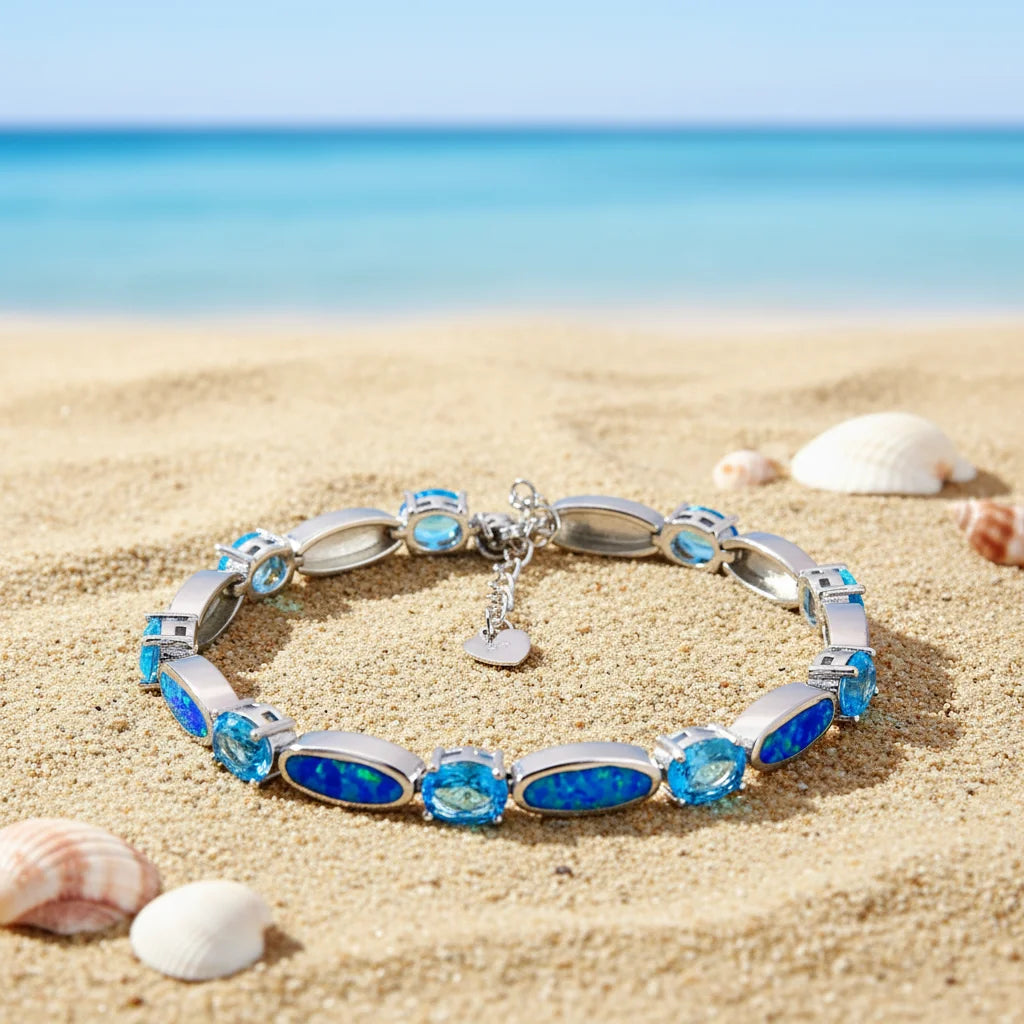 Opal Bohemian Hawaiian Copper Alloy Bracelet Exquisite Crystal & Gemstone Design Fashionable Anniversary Jewelry for Women