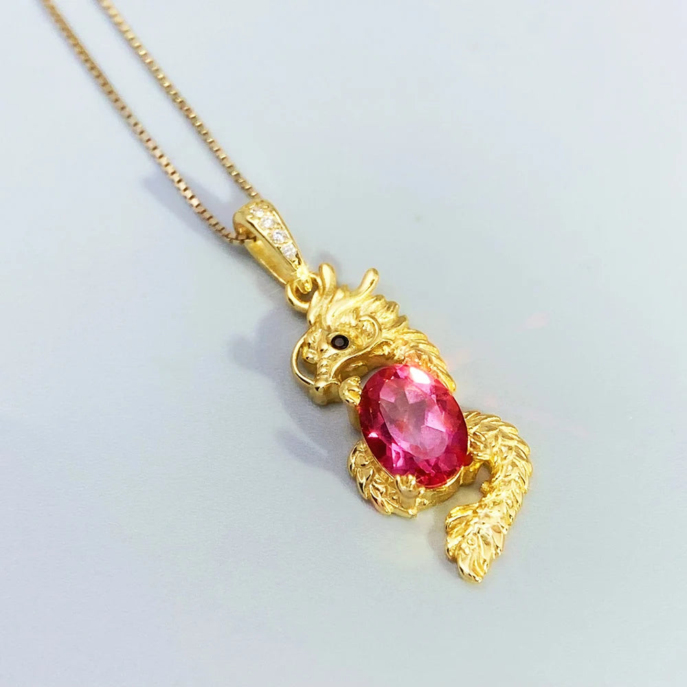 Gioiellieri Natural Pink Topaz Pendant with Oval Cut Large Pink Stone for Statement Jewelry in 925 Sterling Silver with VVS Clarity