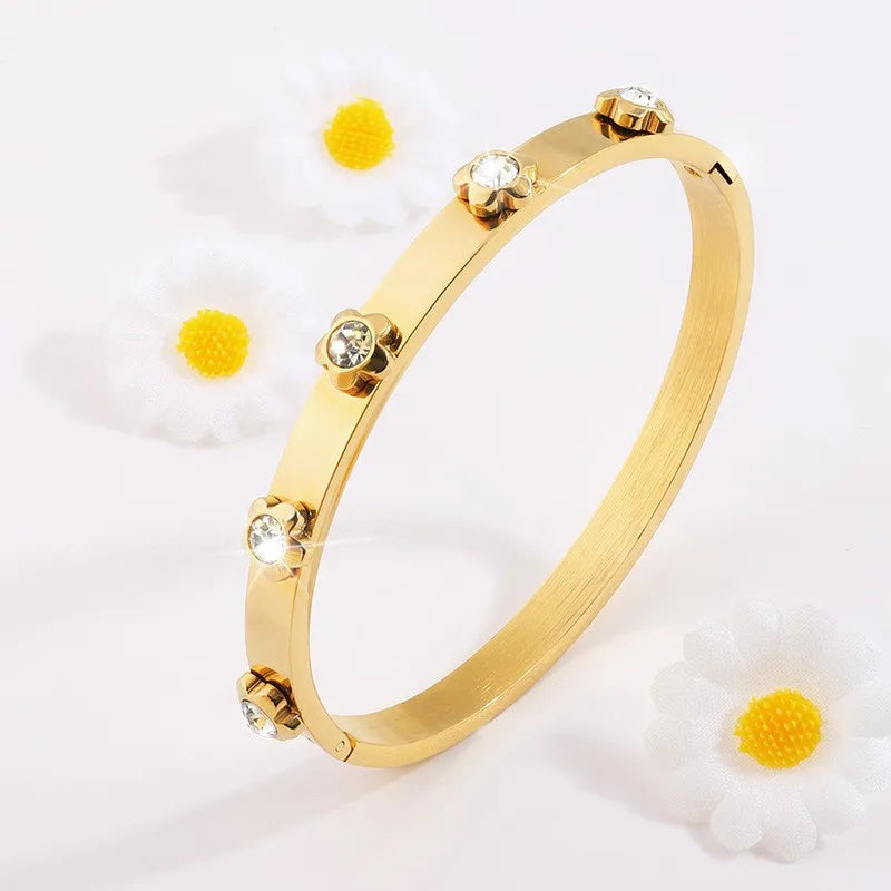 REBEL Stainless Inoxydable Stainless Steel 18K Gold Plated Roman Women Fashion Jewelry Bracelets Bangles