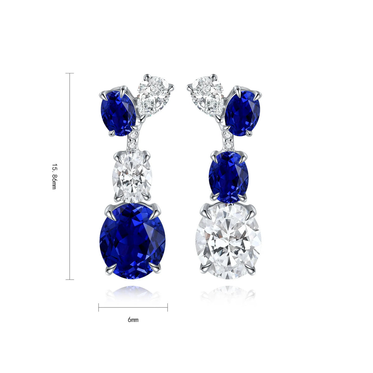 Gemfiori Anster High Quality S925 Lab Grown Sapphire Earring Stud Dainty Gemstone Stud Earrings for Women Daily Wear Gift