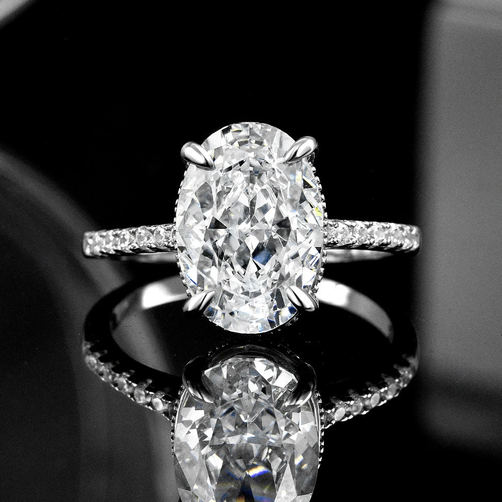 MuShan Jewelry Factory 4ct High Carbon Diamond Ring 925 Set With 9*13 European and American Style Light Luxury Women Ring