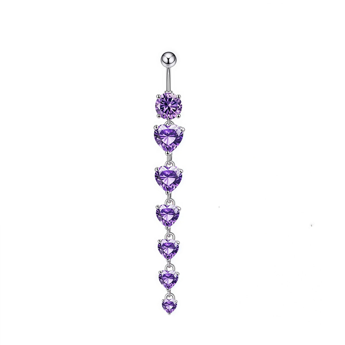 S&S Stainless Steel Heart Dangle Belly Button Ring | 6 Colours | 70mm