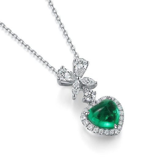 Gemfiori Fine Jewelry Gemstone Necklace 2024 New Fashion S925 Necklace Lab Grown Emerald Necklace for Party Wedding Appointment