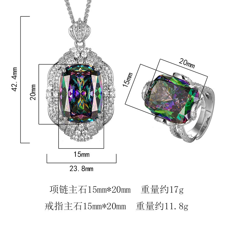 REDheart Fashion Copper Inlaid Zircon Flower Shape Gold-Plated Certified Retro Seven Color Trendy Women's Jewelry Set