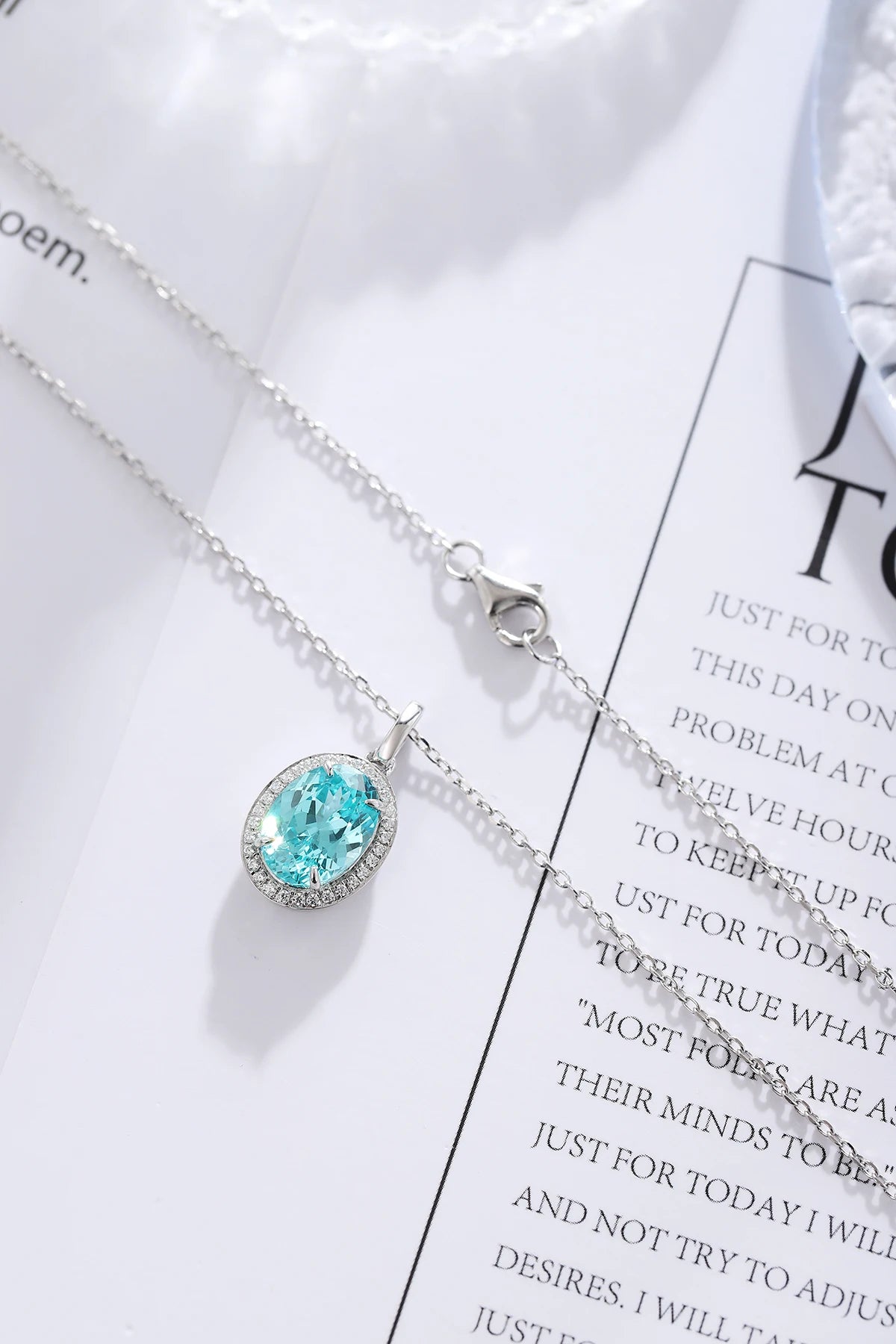 Gemfiori High Quality LuxuryJewelry Necklace Lab Grown Paraiba Gemstone Sterling Silver Women Accessories for Party Customized Acceptable