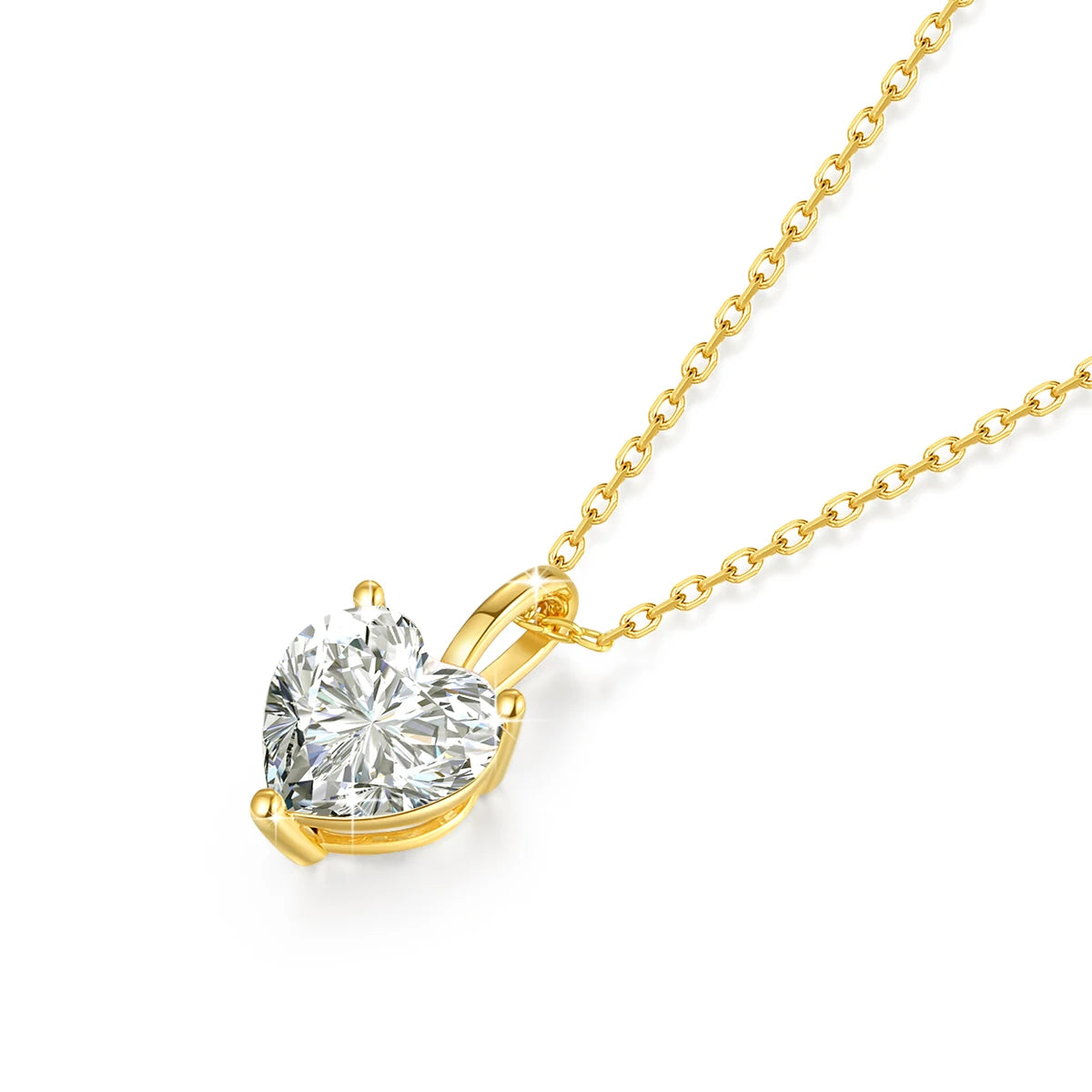 Gioiellieri Luxury Simple Pendant Necklace Woman Engagement Gift Vacuum Heart 14K Gold 3 Prongs 1ct 2ct 3ct Heart Cut Moissanite Pendant
