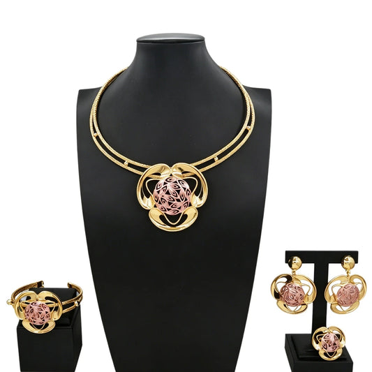 Italian Jewelry Set Alloy Brazilian Jewelry Sets Wedding Party Pendant Necklace Bracelet Ring Earrings Jewelry Set  X00081