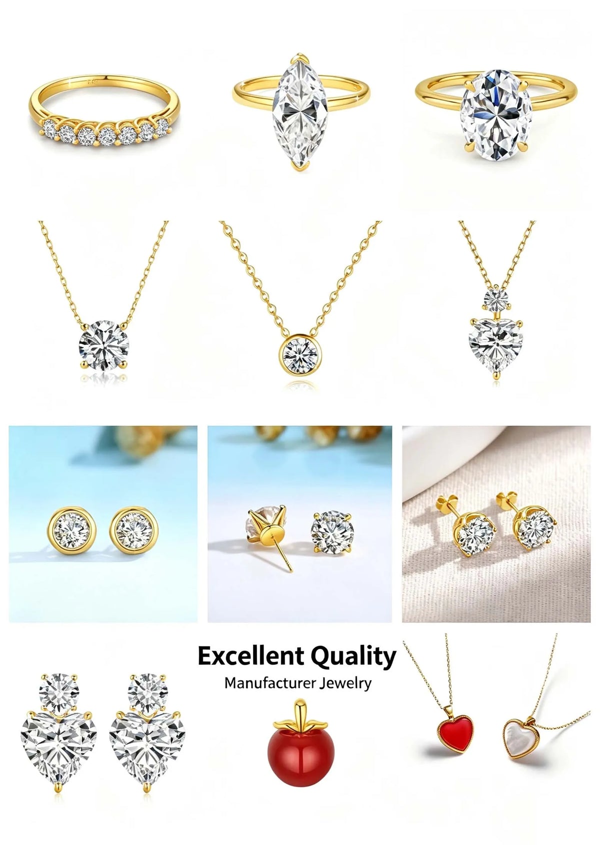 Gioiellieri Professional Customization Jewelry Manufacturers Heart Cut 1-3CT Moissanite Necklaces for Women 14K Hollow Yellow Gold Pendant