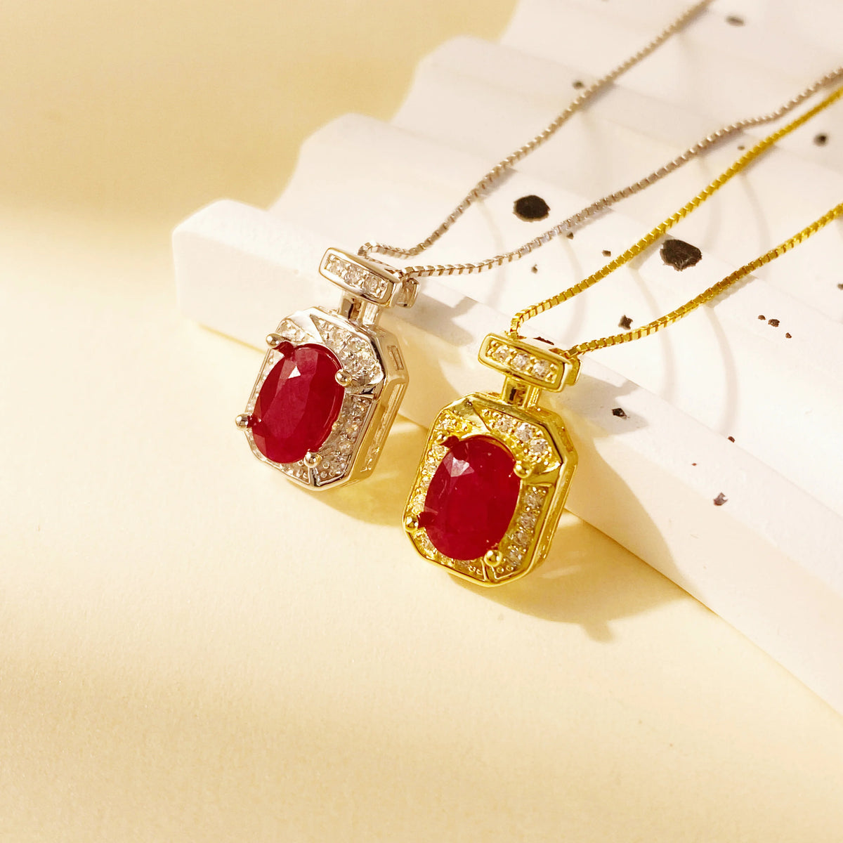 Gioiellieri Natural Ruby Rose Gold Plated 925 Sterling Silver Exquisitely Crafted Claw Setting Gemstone-Inlaid CMA Pendant Necklace