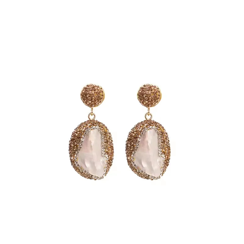 GLSEEVO Natural Freshwater Baroque Bordered Earrings Korean Style Women Luxury Jewelry Fashion Ladies and Girls Gift