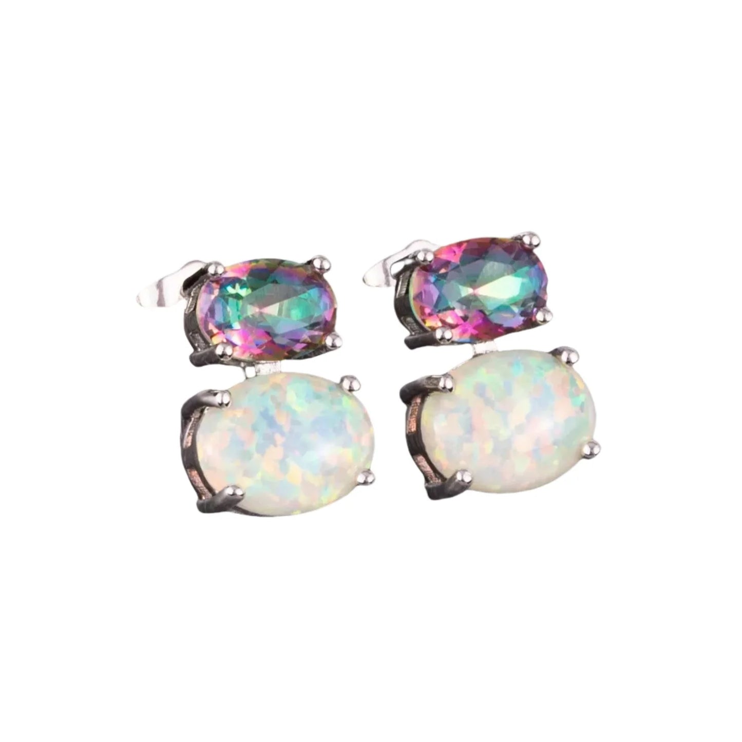 Hawaiian Vacation Vibes Oval Opal Hoop Studs TikTok Top Seller