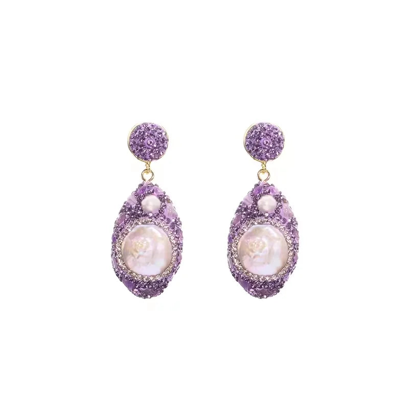 GLSEEVO Natural Freshwater Baroque Bordered Earrings Korean Style Women Luxury Jewelry Fashion Ladies and Girls Gift