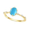 ArtistA Abiding Classic Design 925 Silver Yellow Gold Plated Turquoise Rings Stacking Synthetic Gemstone Turquoise Ring in Stock