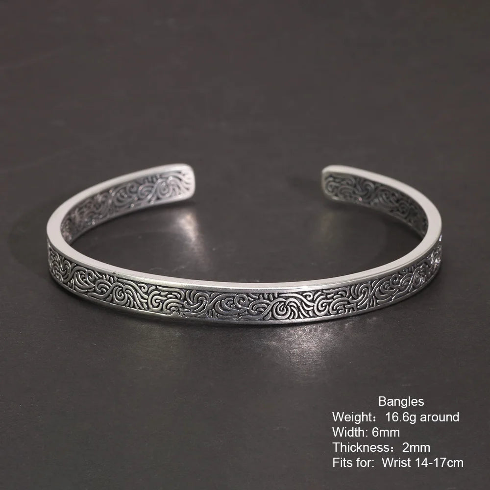 REBEL 925 Sterling Silver Vintage Plant Pattern Jewellery Set