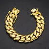Luxury Miami Cuban Link Chain Bracelet Necklace Brass 14k 18k Gold Plated Zircon Clasp Iced Out 3D Logo Laser Engraving Jewelry
