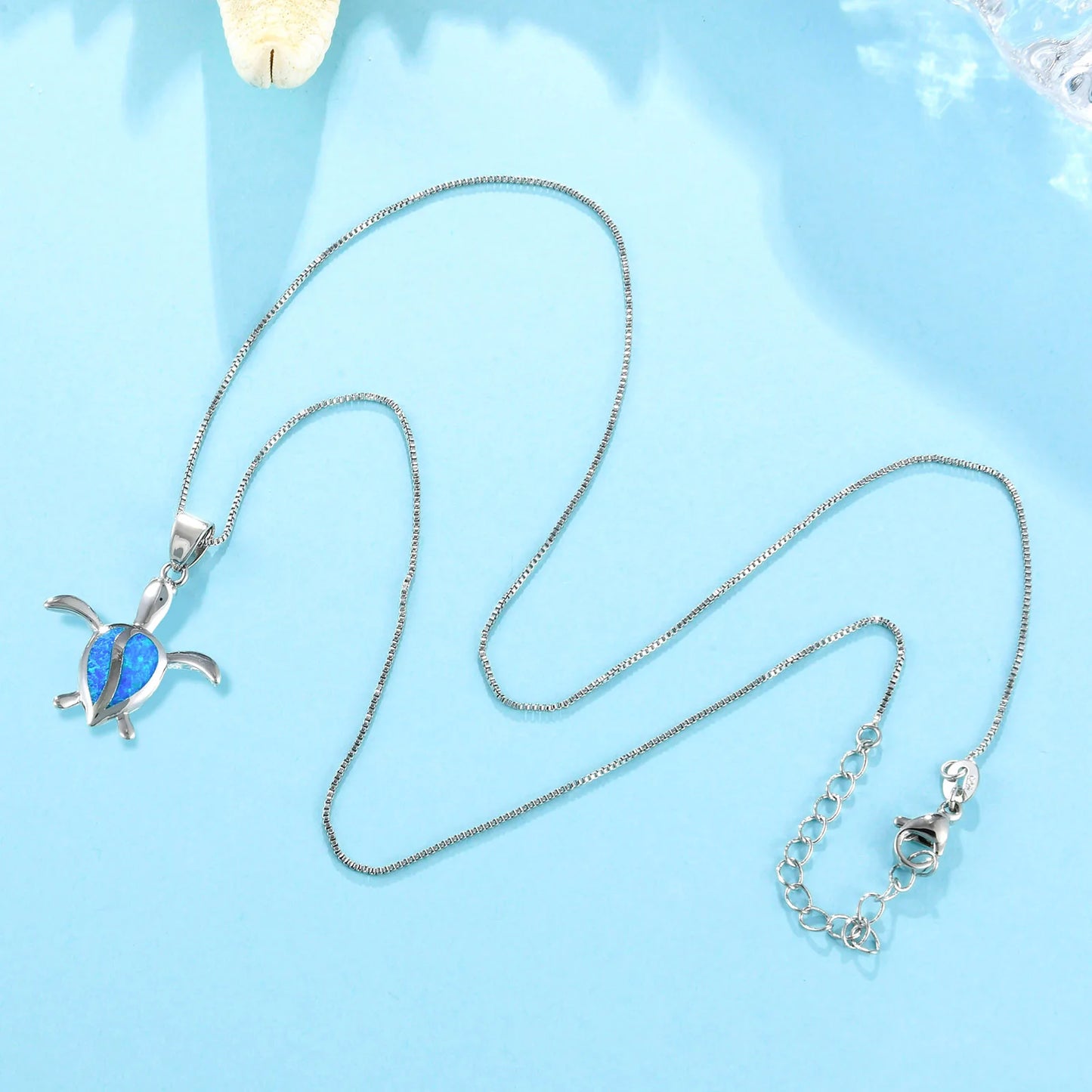 Aobao Vintage Opal Gemstone Pendant Necklace Silver Plated Copper Alloy Box Chain Women's Jewelry