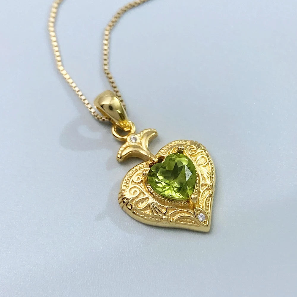 Gioiellieri Natural Peridot S925 Silver Pendant with Green Crystal Gemstone for Women Luxury Jewelry August Birthstone Healing Stone