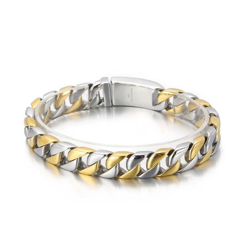 KALEN Jewelry Gold Bracelet Hand Stainless Steel Link Chain Bracelet for Men