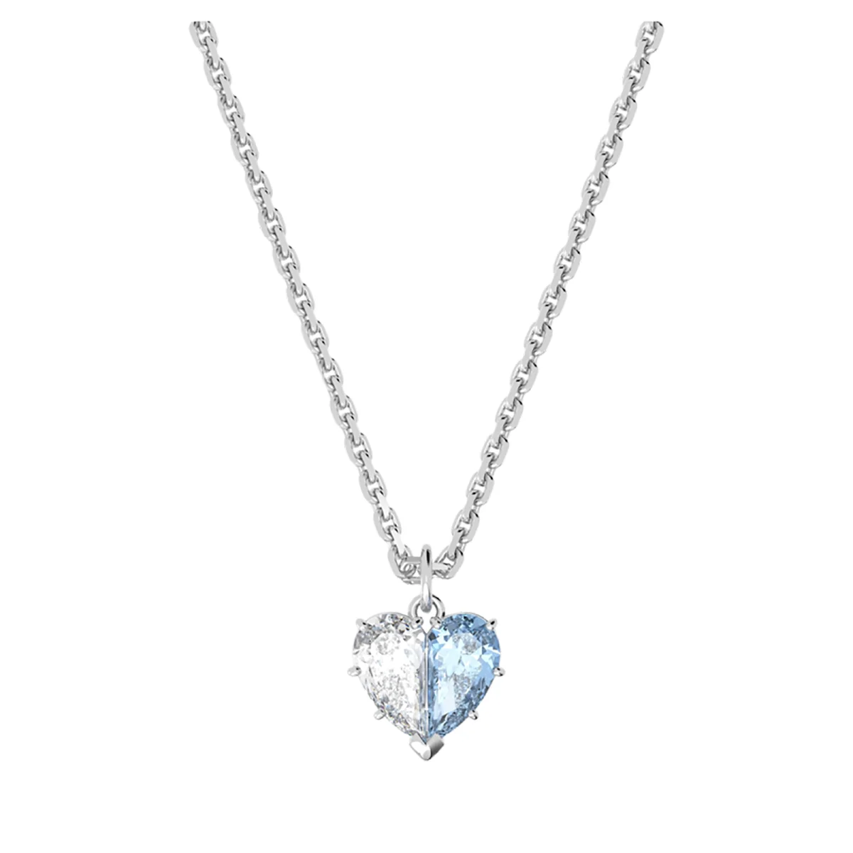 S&S Dainty Love Heart Pendant Necklace, Cubic Zirconia Key Interlocking Necklace Romantic Gift for Her