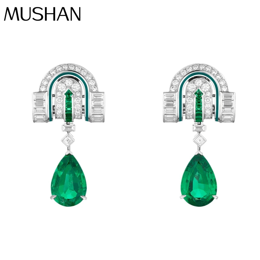 MUSHAN Jewelry Factory S925 Sterling Silver Earrings High End Teardrop Shaped Cut High Carbon Diamond Silver GoldPlated Earrings