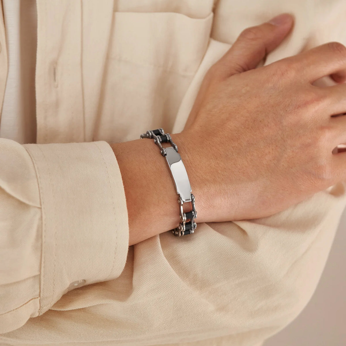 REBEL VIKING Minimalist Biker Chain Link Bracelet – Stainless Steel