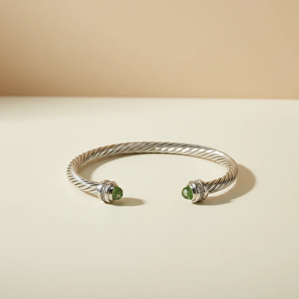 FASHIONISTA DY High-Quality 5mm Silver-Plated Diamond Fashion Bracelet, Stylish Silver-Plated Colored Gemstone Bangle, Jewelry