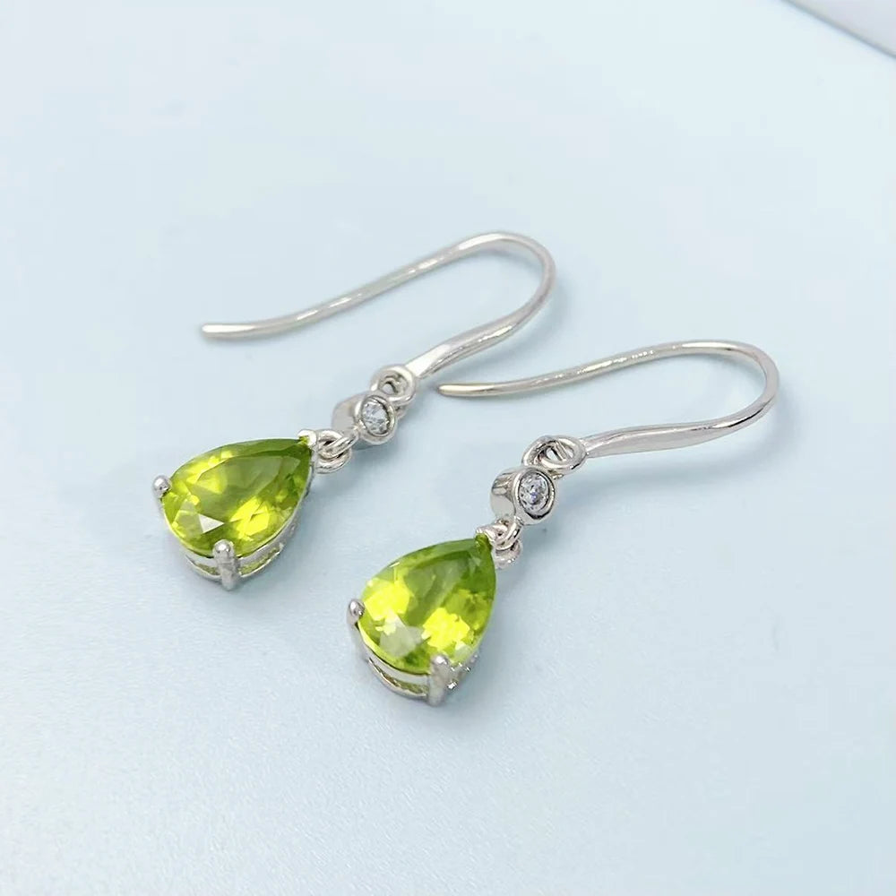Gioiellieri Natural Peridot Stud Earrings S925 Sterling Silver 925 Jewelry for Women Fine Jewelry Wedding Gift Fashion Accessories Gemstones